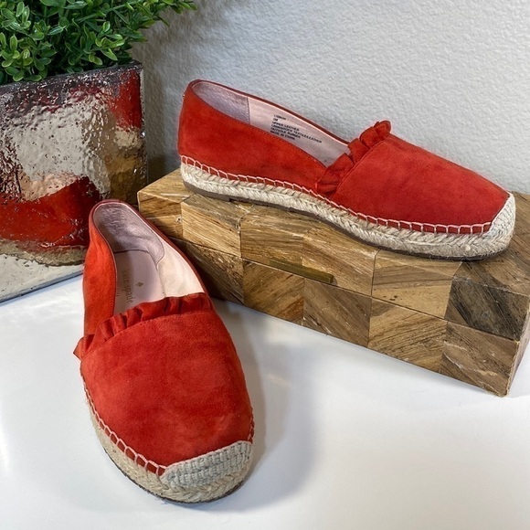 KATE Spade Lisbon Espadrilles Flats Red Suede Size 6 - Picture 1 of 11